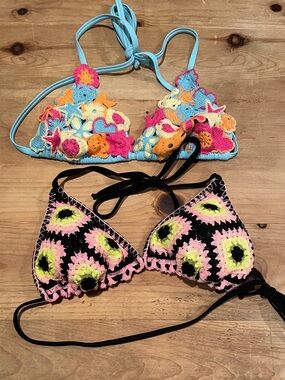 Wild Fable Crochet Bikini Top Bundle colorful boho coachella summer M